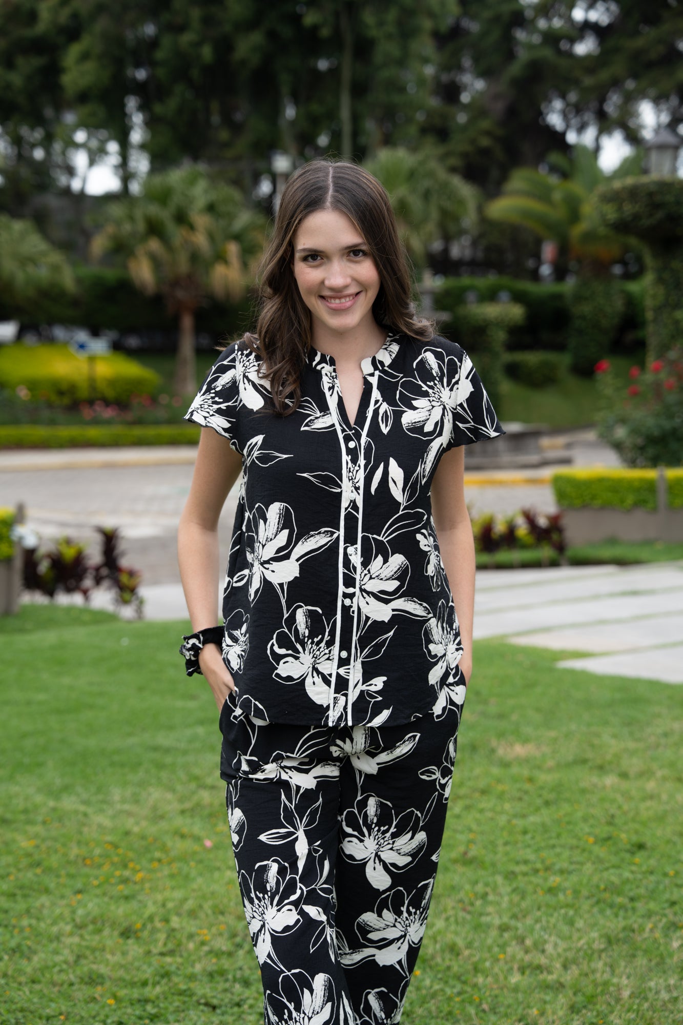Pijama Camisera Martina 2 piezas , blusa  manga corta  , y pantalón con bolsas 