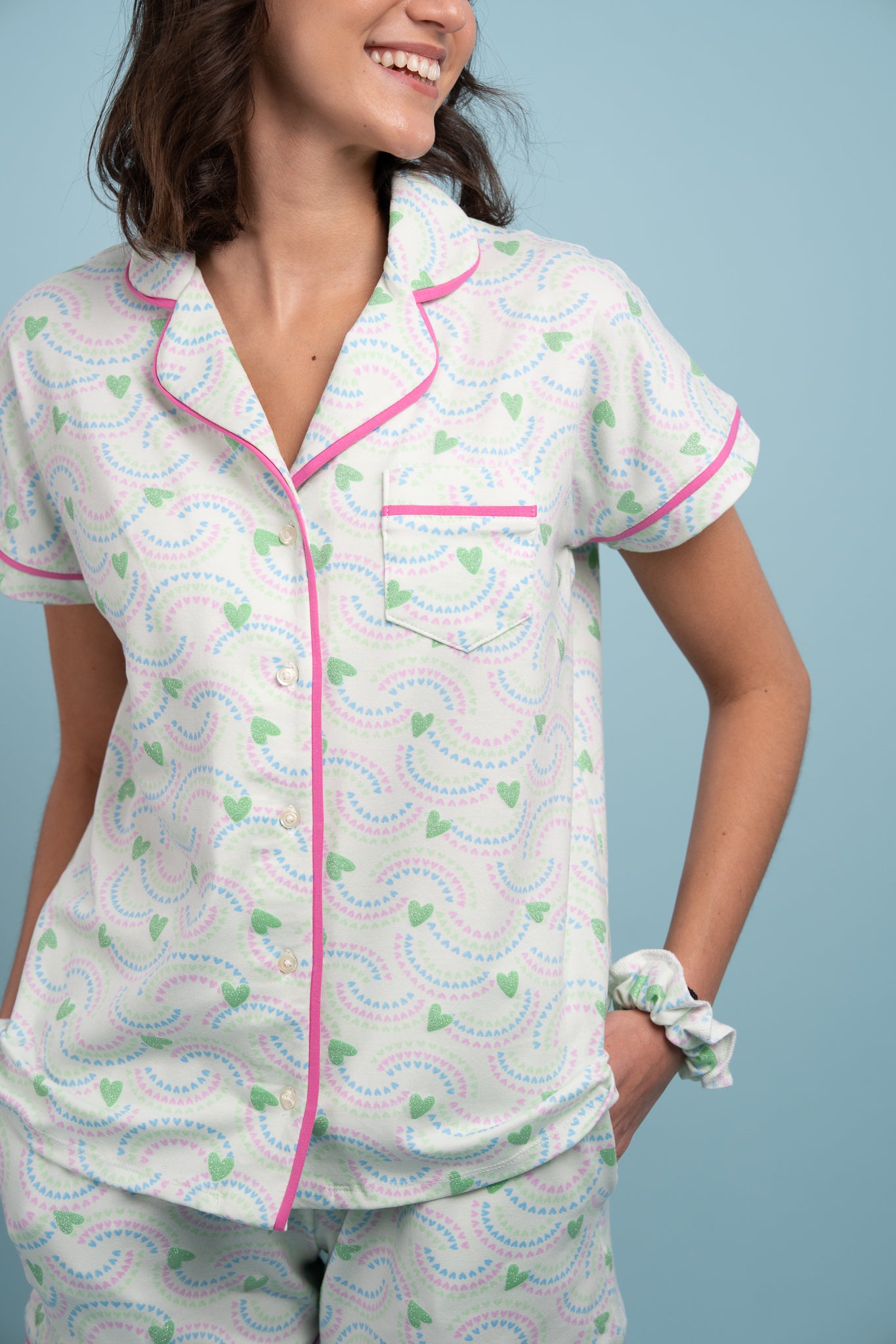 Pijama Camisera Love Mint short