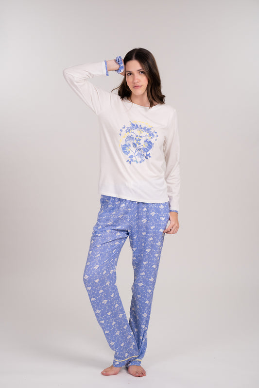 Pijama Clásica Dove  blusa y pantalón