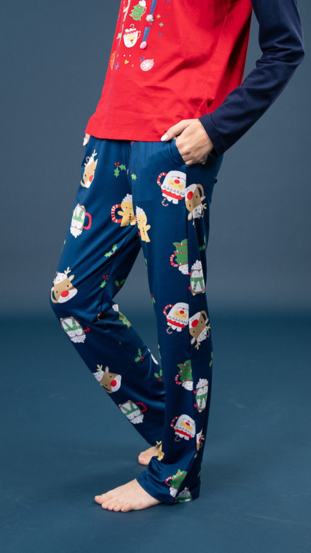 Pijama HoHo 2 piezas , blusa  manga larga  , y pantalón con bolsas 