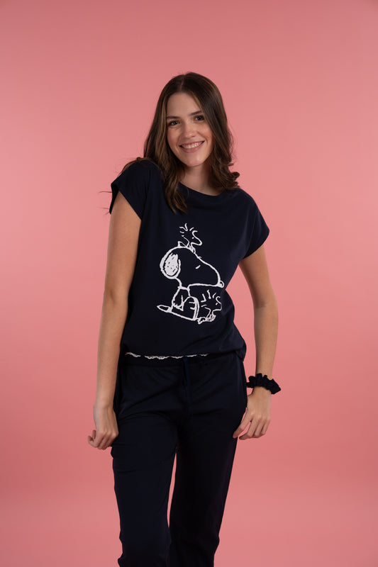 Pijama Friends Snoopy Azul  Blusa y Pantalón