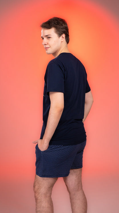 Pijama Clásica Puntitos Snoopy Short Hombre en negro