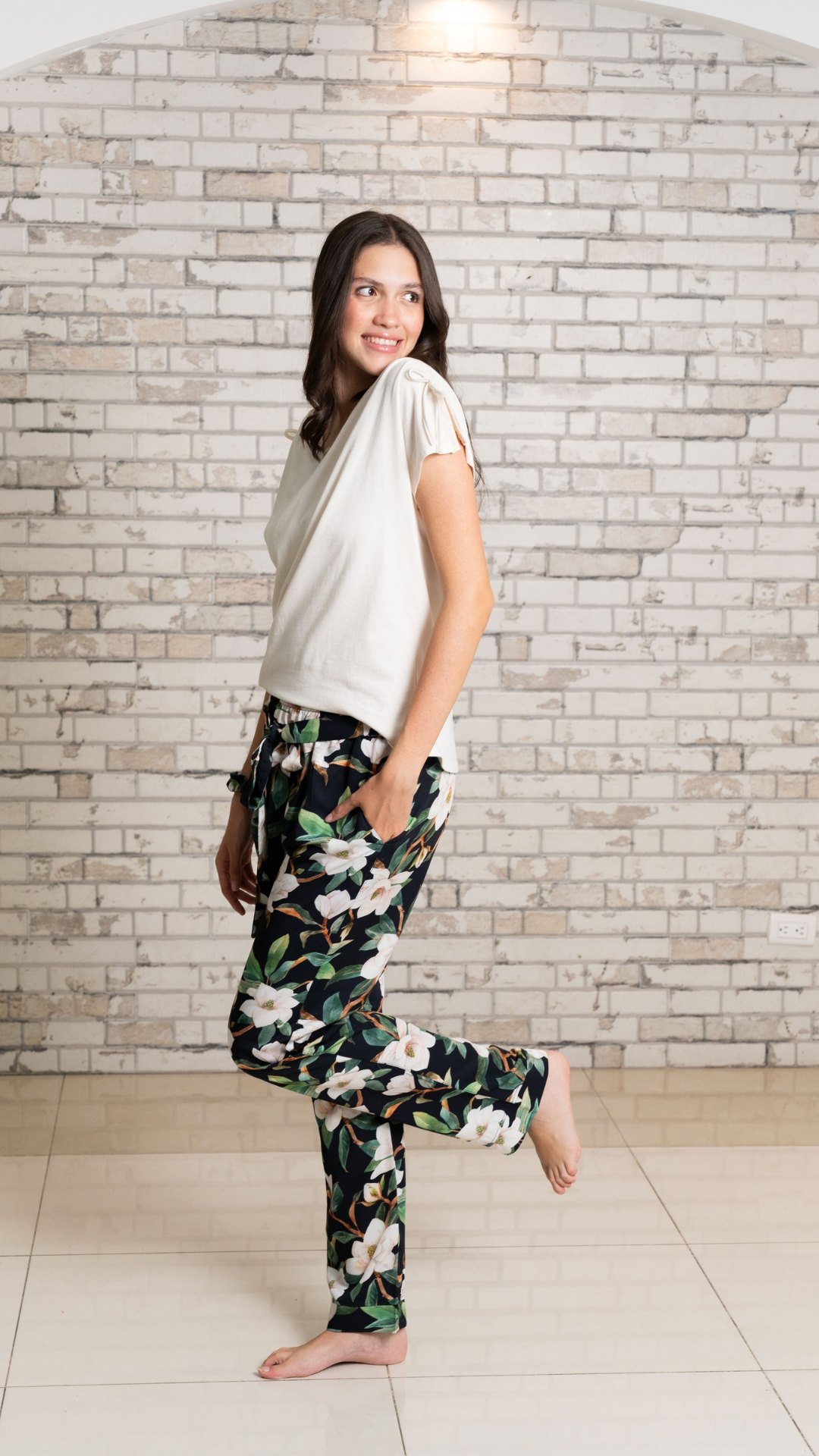 Pijama clásica Boutique 2 piezas , blusa  manga corta  , y pantalón con bolsas 