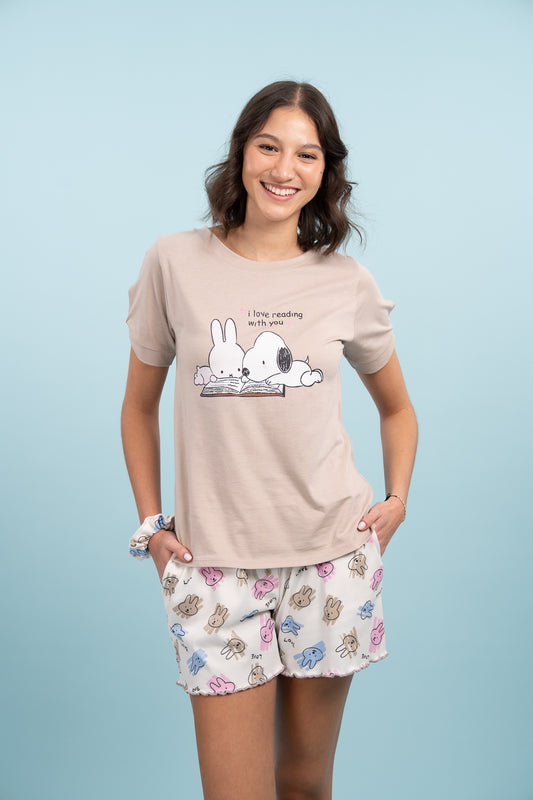 Pijama Clasica Miffy Reading Manga corta y short