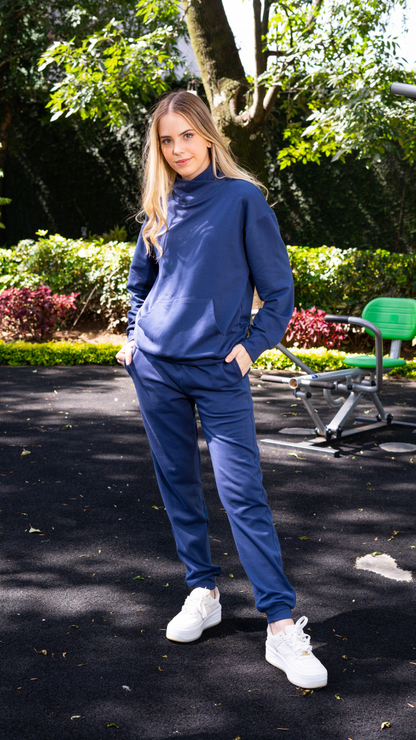 Set Hugs Azul de sudadera y Pantalon con bolsas Elaborado en Algodon spandex