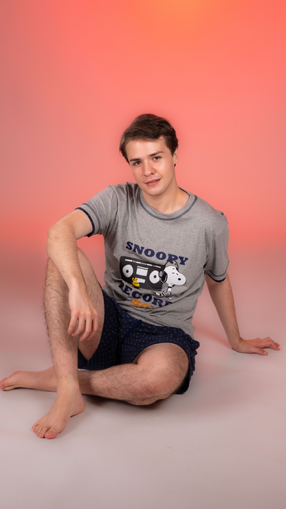 Pijama Record 2 piezas , camisa  manga corta  , y short con bolsas