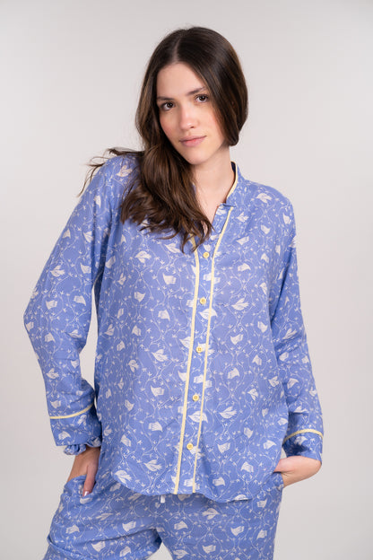 Pijama Camisera  Dove Blusa de botones Manga larga  y pantalón