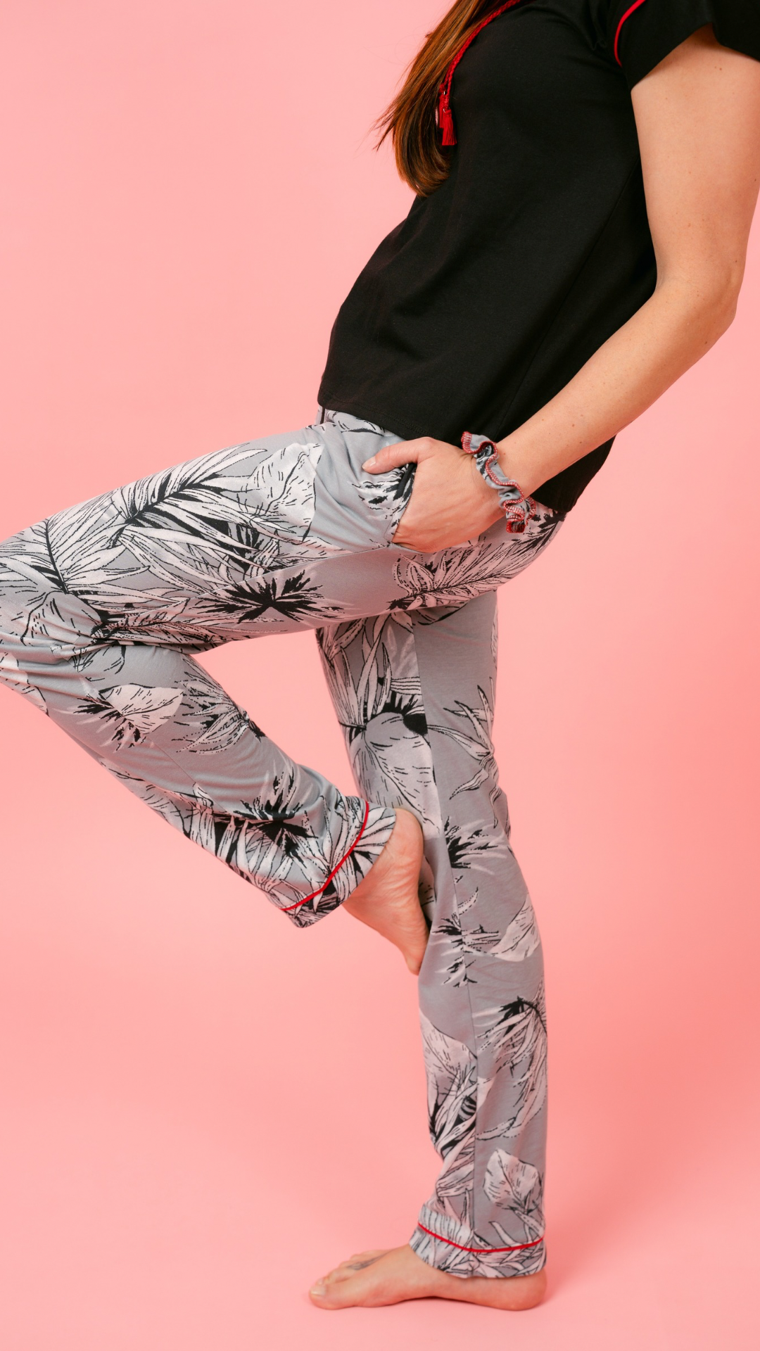 Pijama Clásica Sabine 2 piezas , blusa  manga corta  , y pantalón con bolsas 