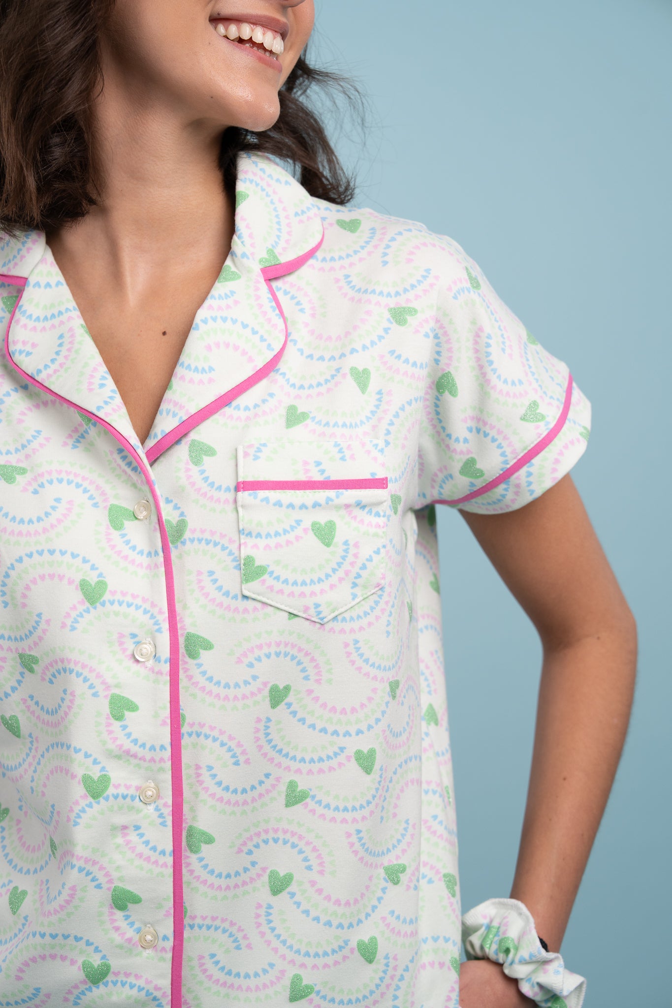 Pijama Camisera Love Mint short