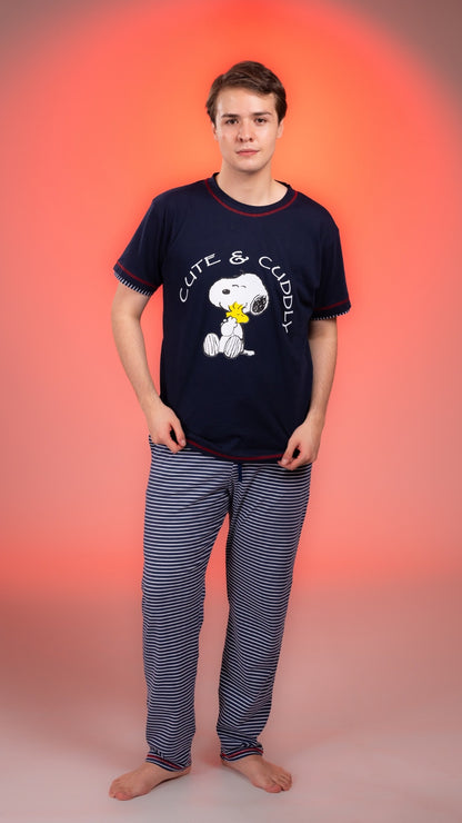 Pijama Cute & Cuddly Snoopy  pantalón hombre negra