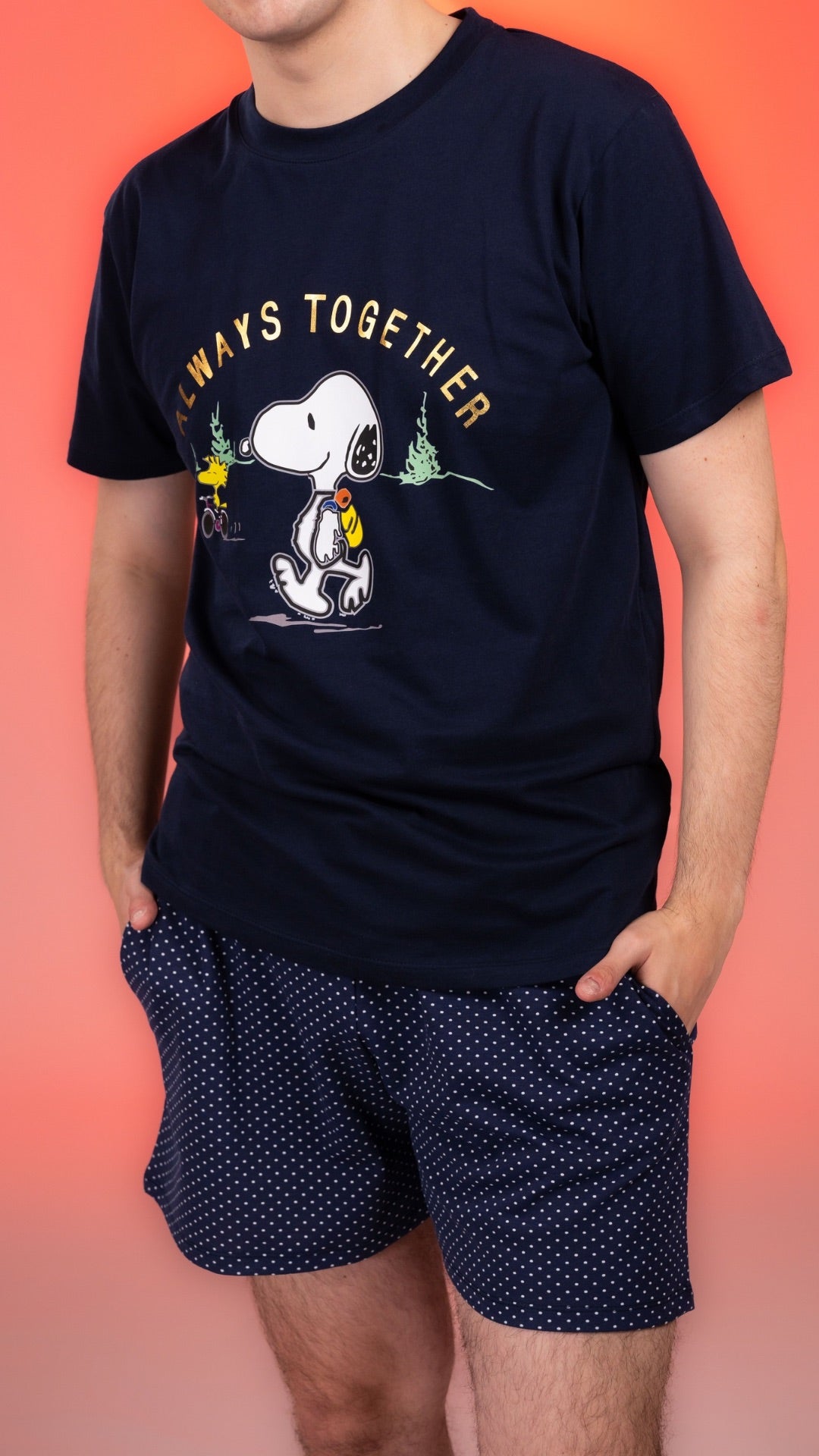 Pijama Clásica Puntitos Snoopy Short Hombre