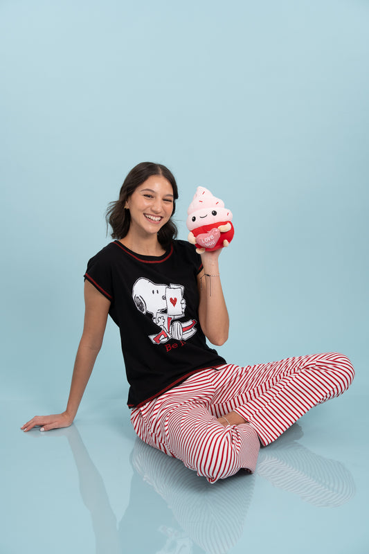 Pijama Clasica Be mine Snoopy Manga corta y pantalon