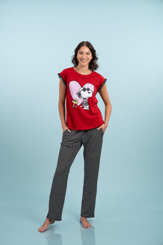 Pijama Clasica True Love Snoopy Manga corta y pantalon