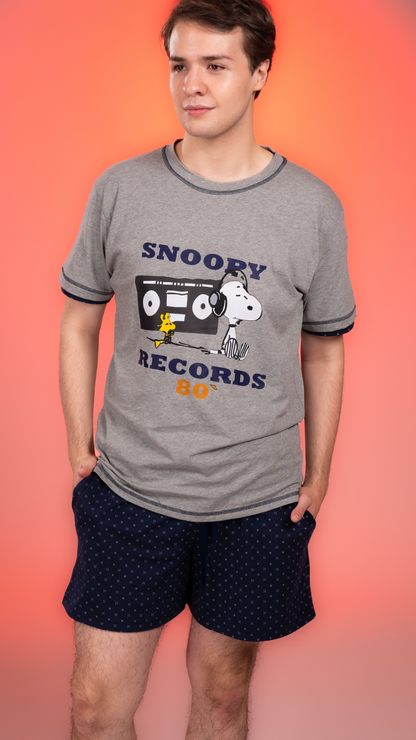 Pijama Record 2 piezas , camisa  manga corta  , y short con bolsas