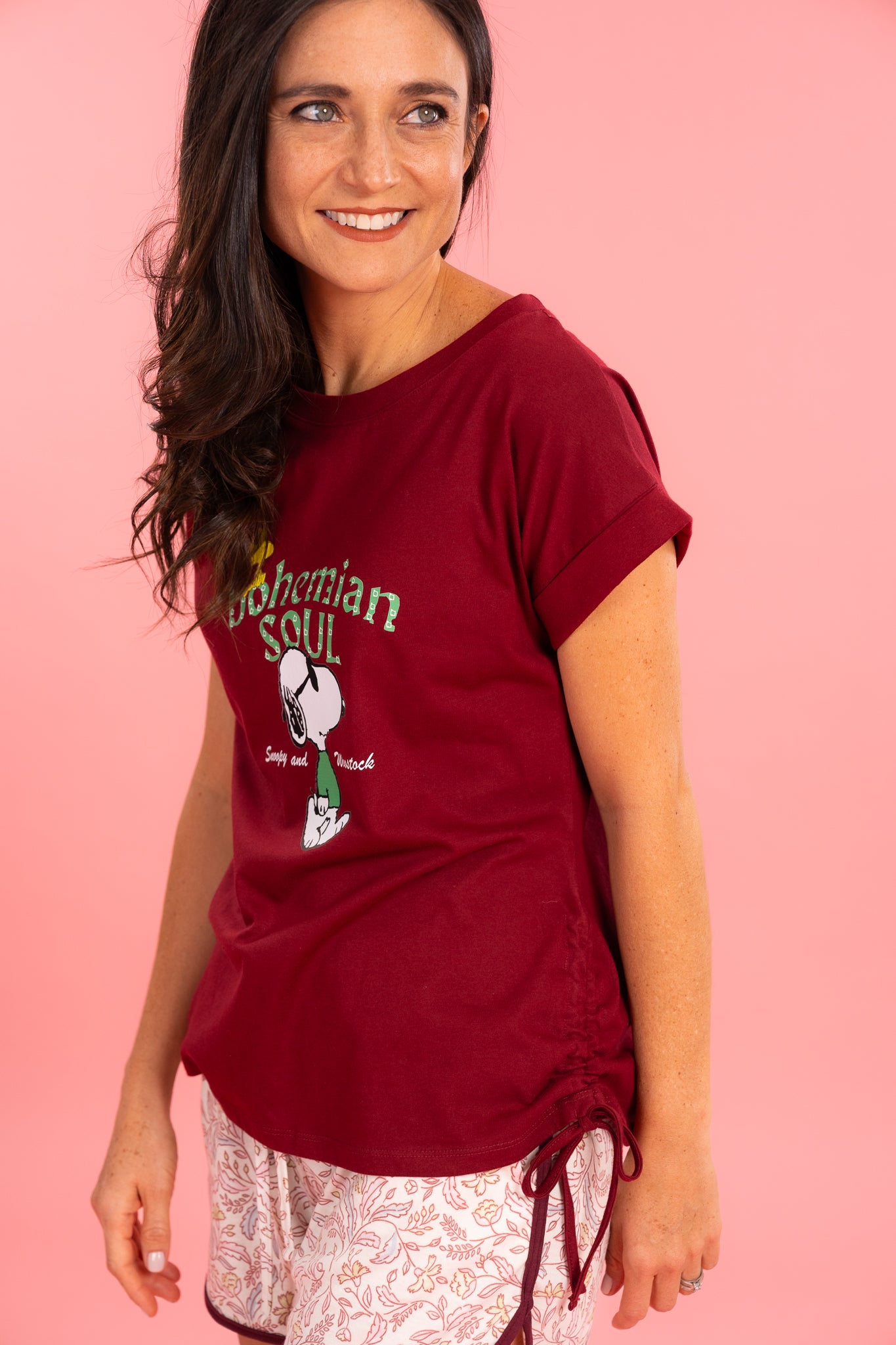Pijama Soul snoopy 2 piezas , blusa  mangas cortas   , y short con bolsas 