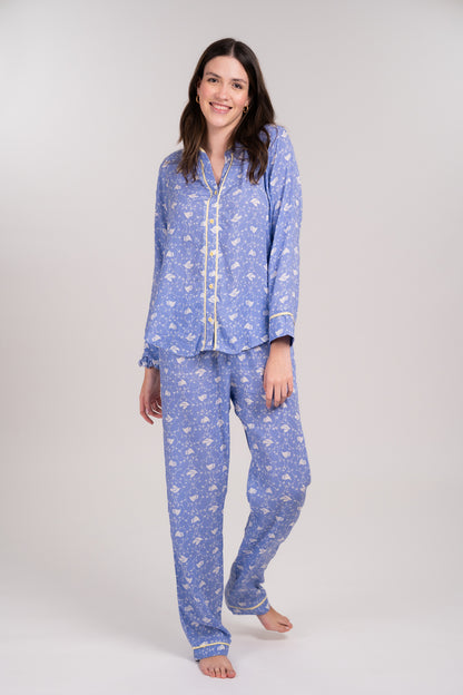 Pijama Camisera  Dove Blusa de botones Manga larga  y pantalón