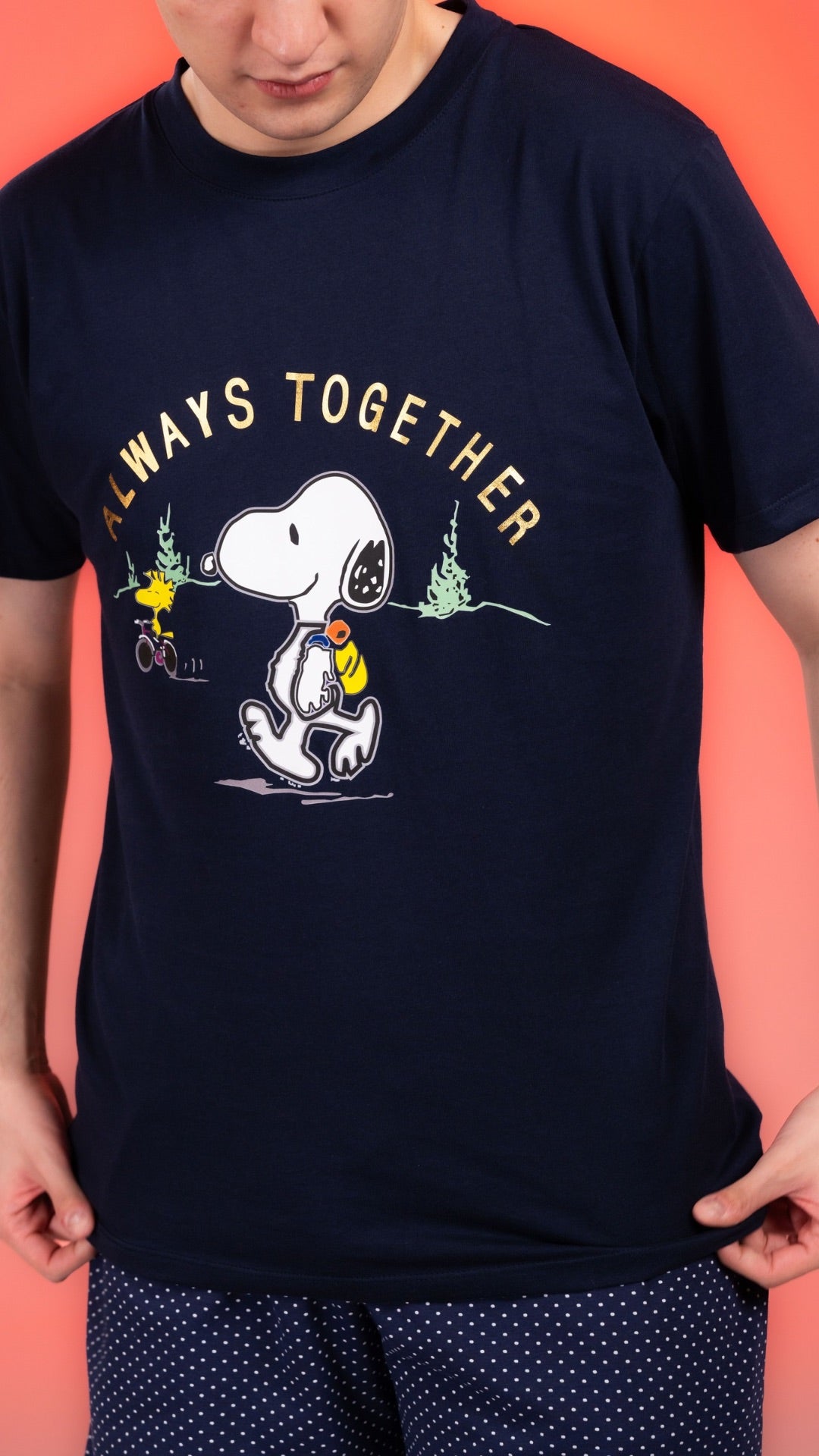 Pijama Clásica Puntitos Snoopy Short Hombre