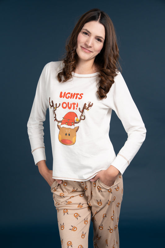 Pijama Clasica Light Out Manga larga y pantalon