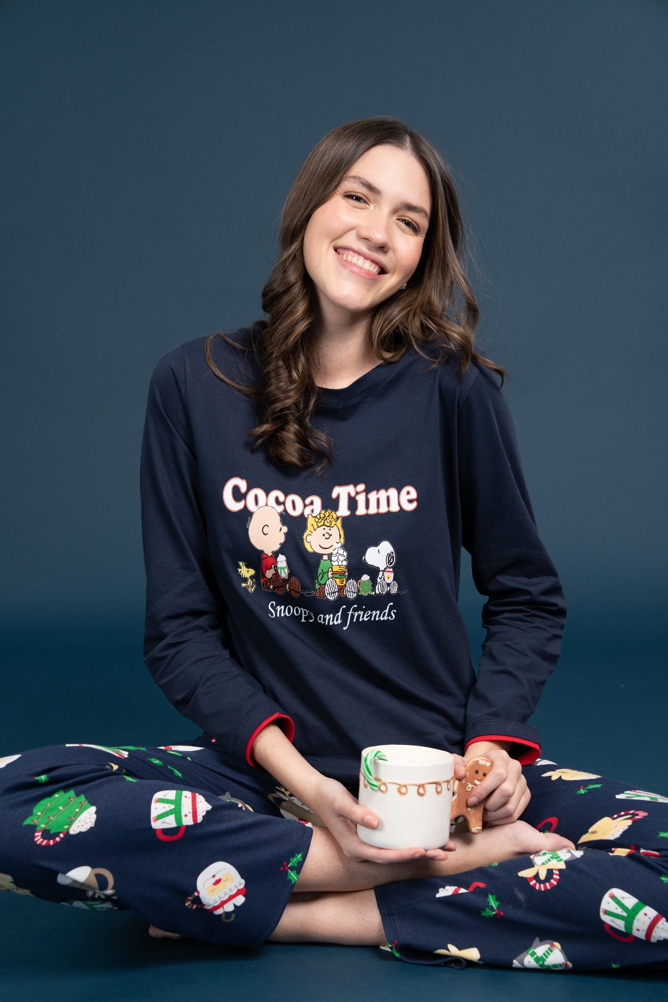 Pijama Clasica Cocoa Time Snoopy Manga larga y pantalon