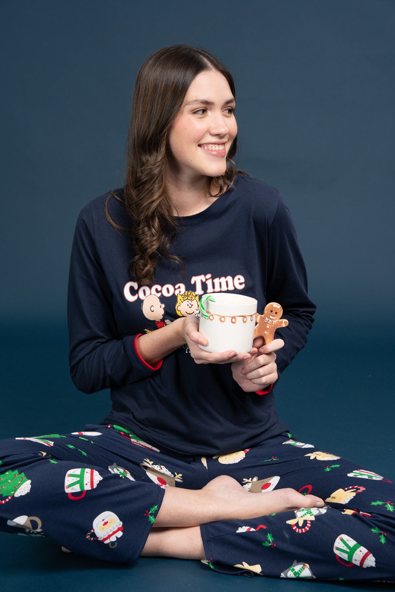 Pijama Clasica Cocoa Time Snoopy Manga larga y pantalon