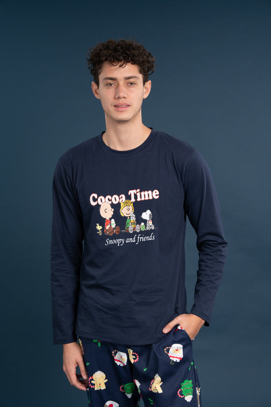 Pijama Clasica Cocoa Time Snoopy Manga larga y pantalon