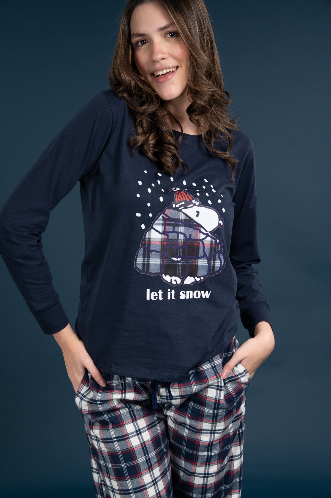 Pijama Clasica Let it snow Manga larga y pantalon