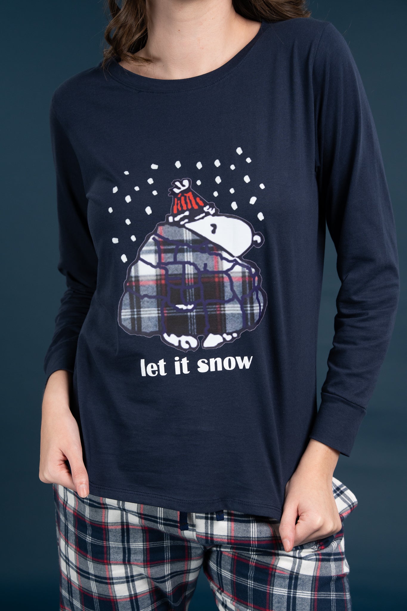 Pijama Clasica Let it snow Manga larga y pantalon
