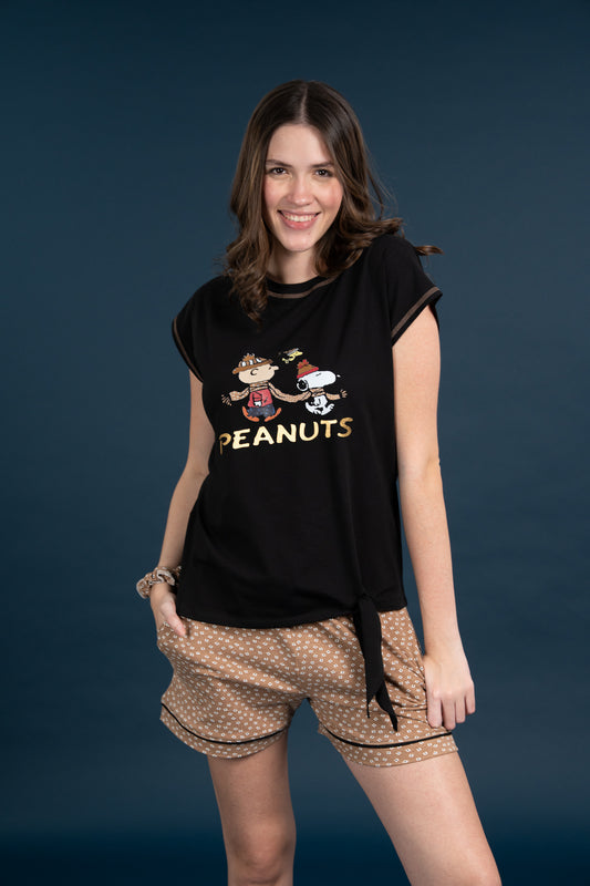 Pijama Clasica Peanuts Snoopy Manga corta y short