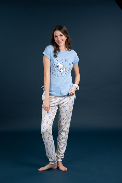 Pijama Clasica Moon Snoopy Manga corta y pantalon