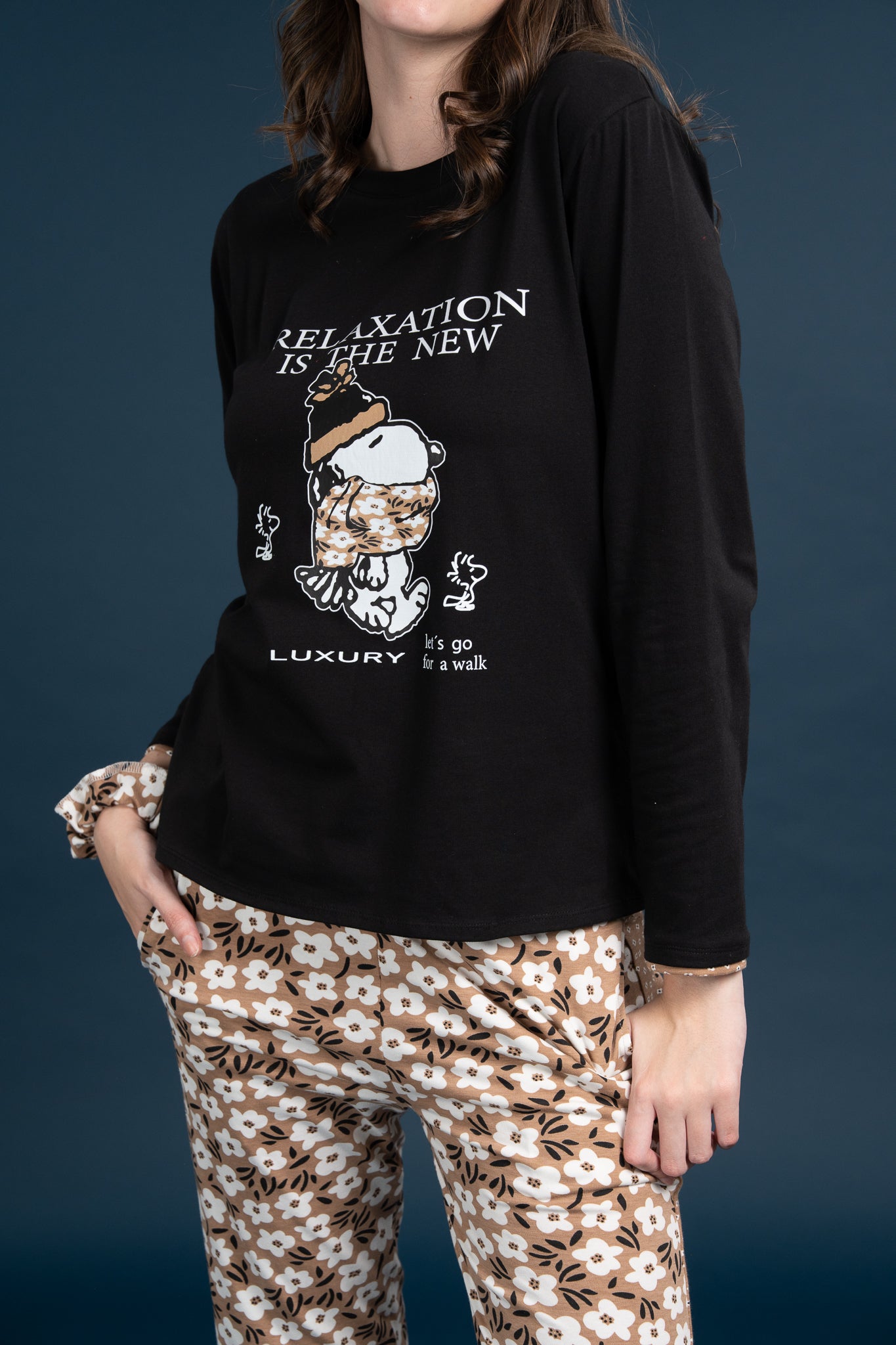 Pijama Clasica Relax Snoopy Manga larga y pantalon