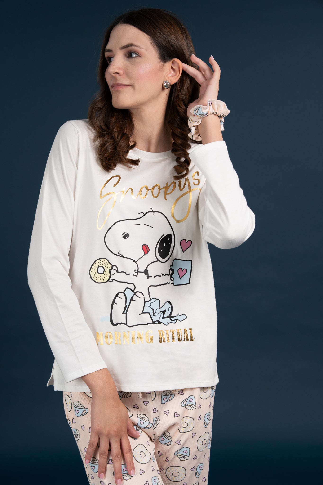 Pijama Clasica Morning Snoopy Manga larga y pantalon