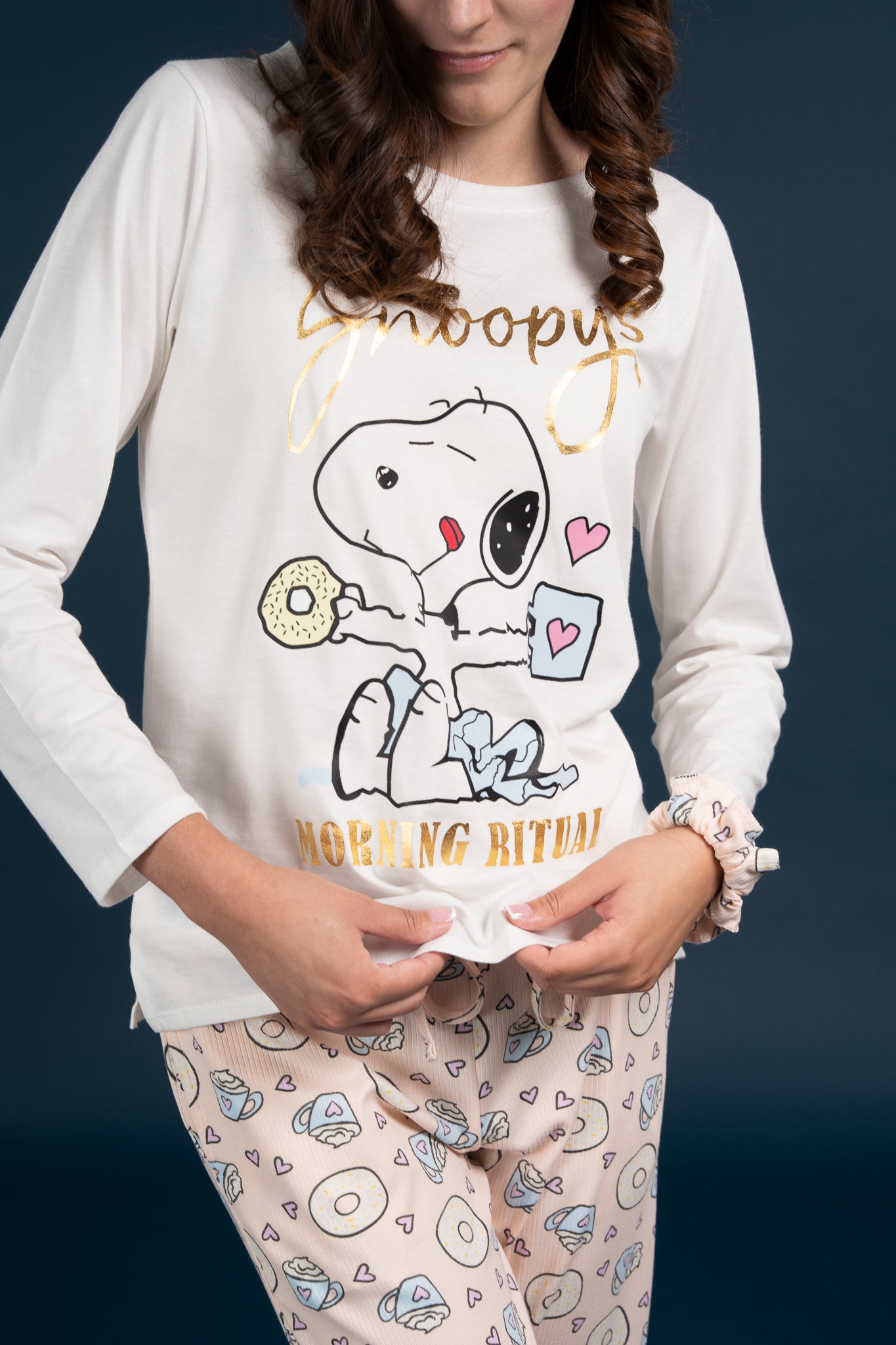 Pijama Clasica Morning Snoopy Manga larga y pantalon