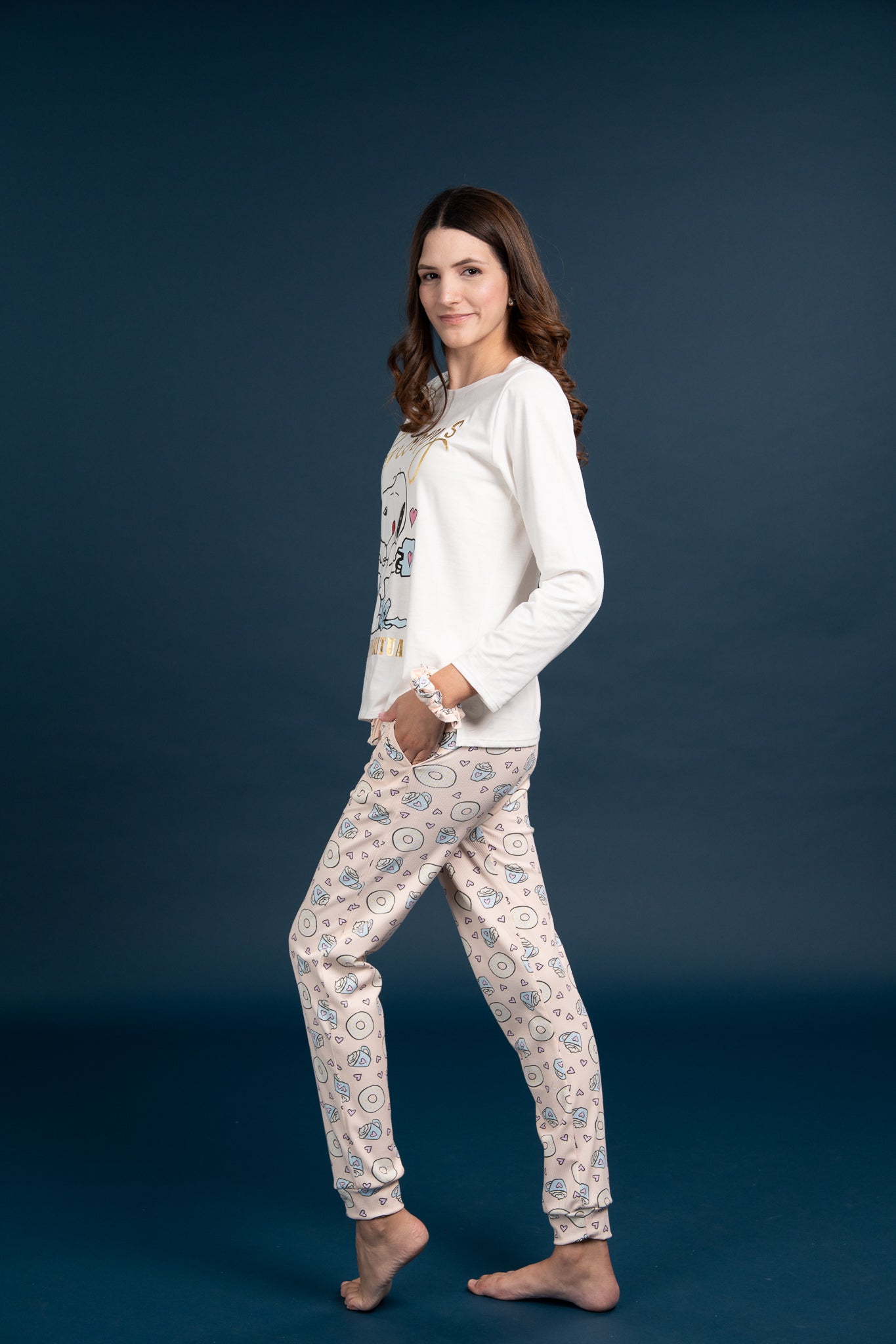 Pijama Clasica Morning Snoopy Manga larga y pantalon