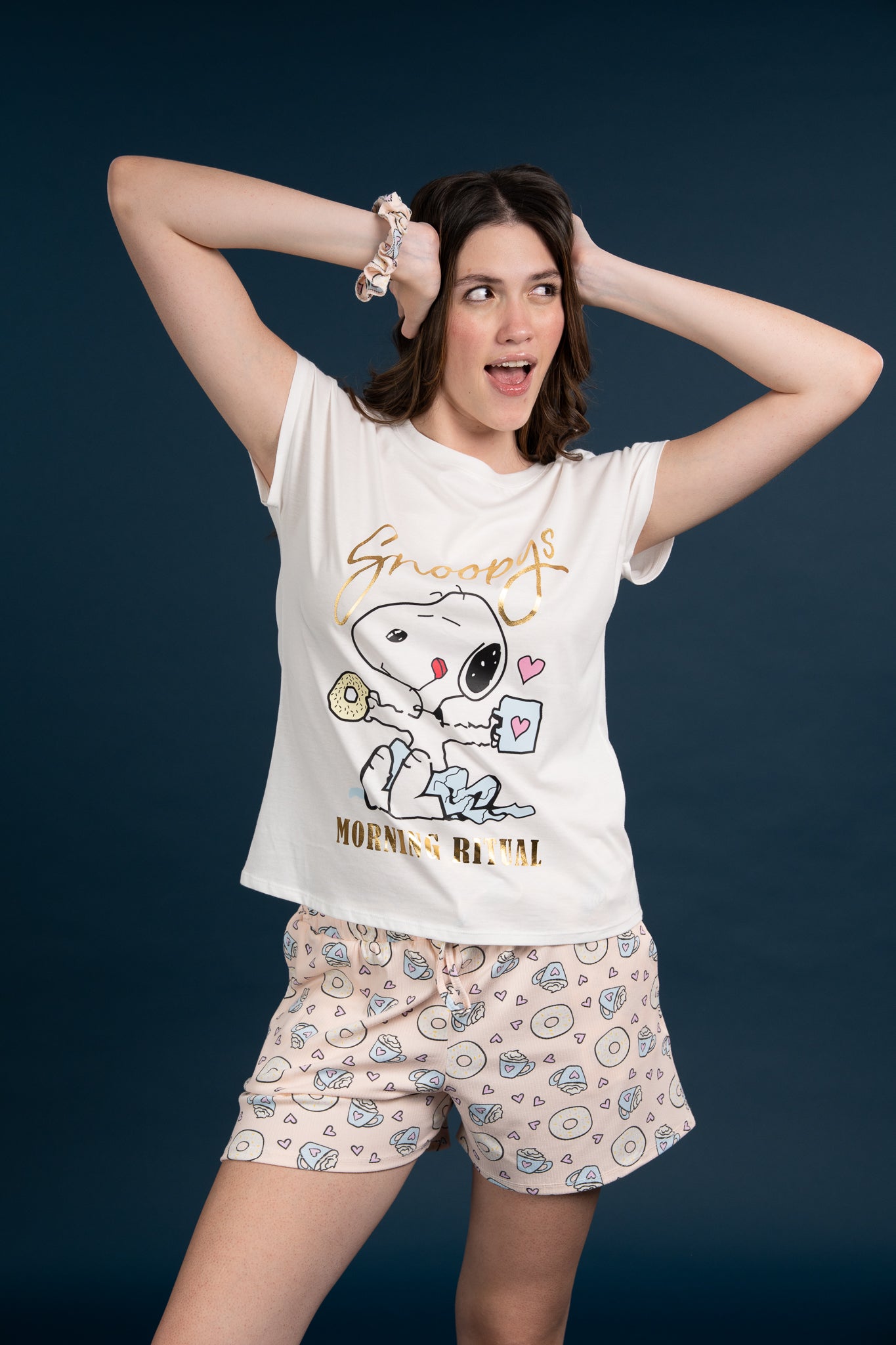 Pijama Clasica Morning Snoopy Manga corta y short