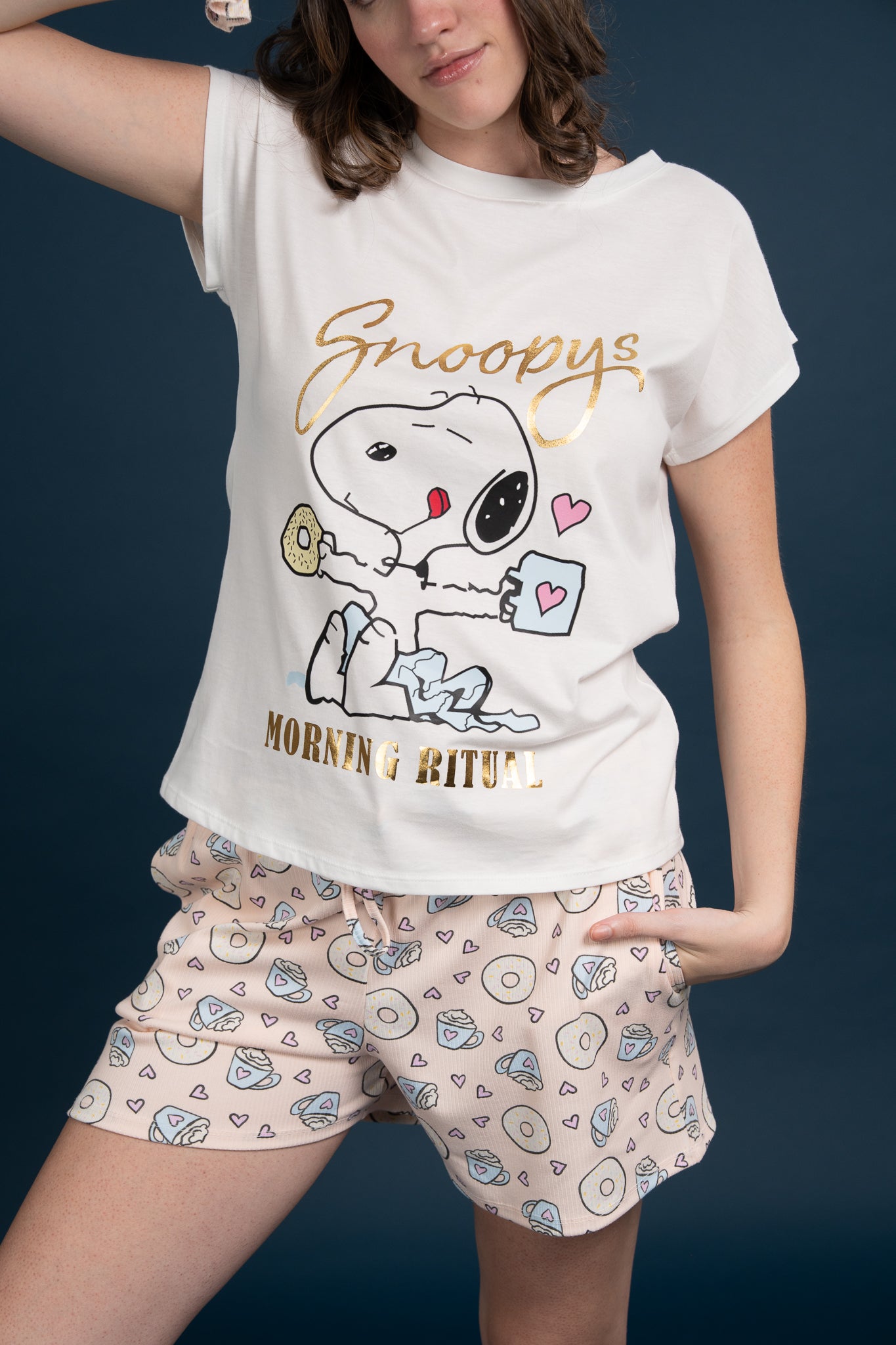 Pijama Clasica Morning Snoopy Manga corta y short
