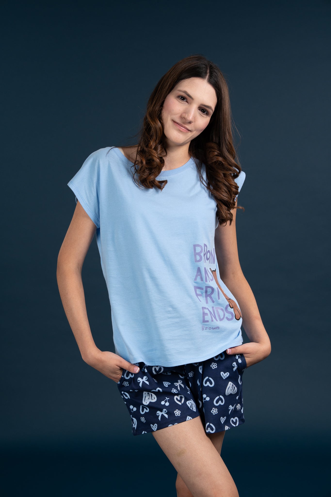 Pijama Clasica Brown Manga corta y short