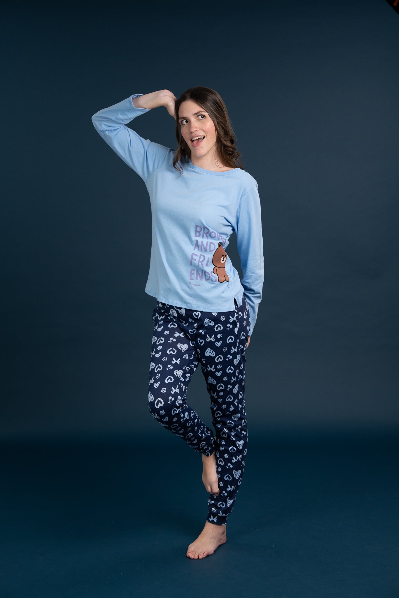 Pijama Clasica Brown Manga larga y pantalon