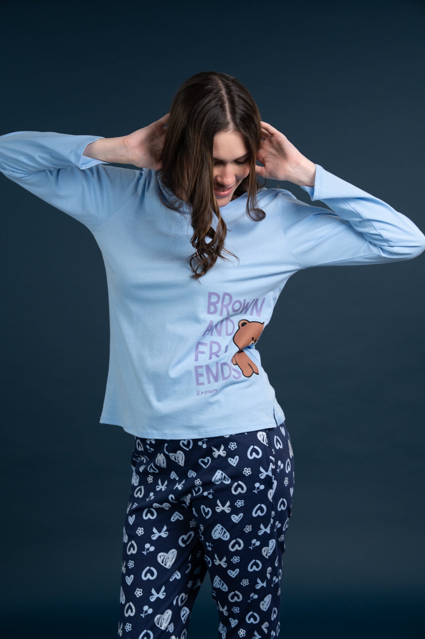 Pijama Clasica Brown Manga larga y pantalon