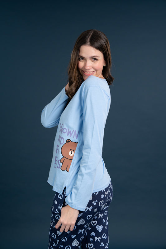 Pijama Clasica Brown Manga larga y pantalon