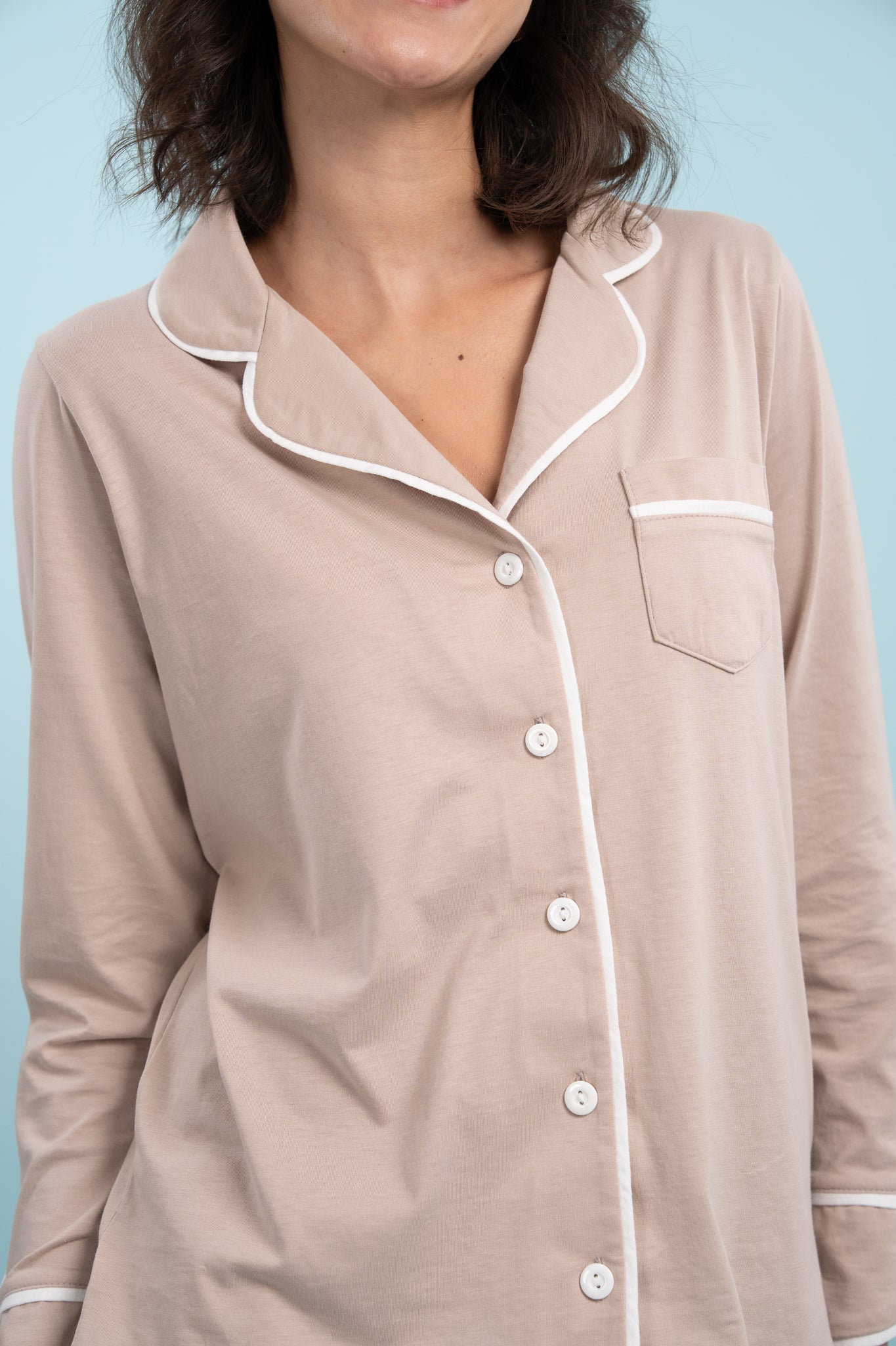 Pijama Camisera Bow Cocoa Manga larga y pantalon