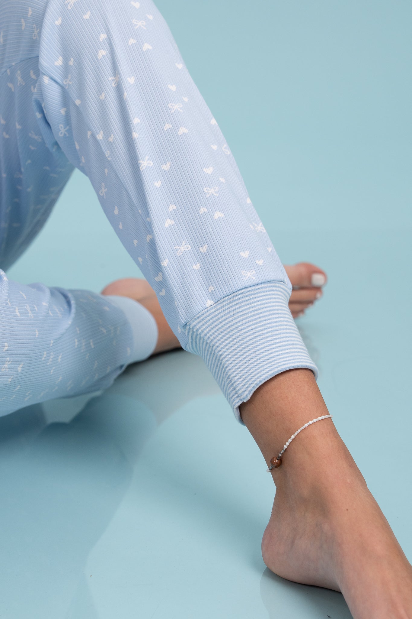 Pijama Clasica Heart Blue Manga corta y pantalon