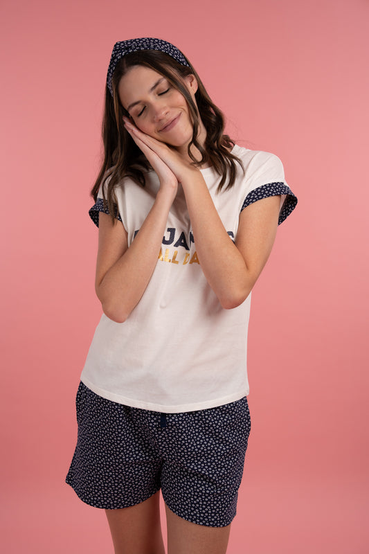 Pijama All Pijamas 2 piezas , blusa  manga corta  y short con bolsas 