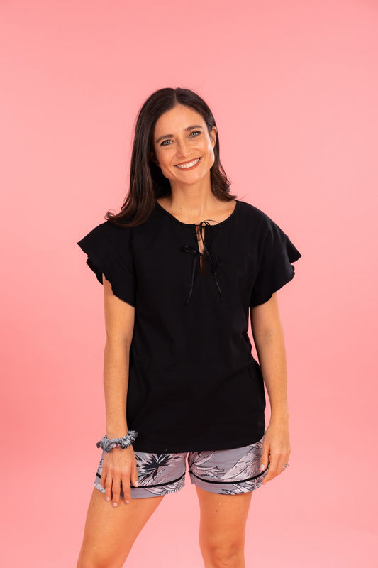 Pijama Clásica Camila 2 piezas , blusa  manga corta  , y short con bolsas 