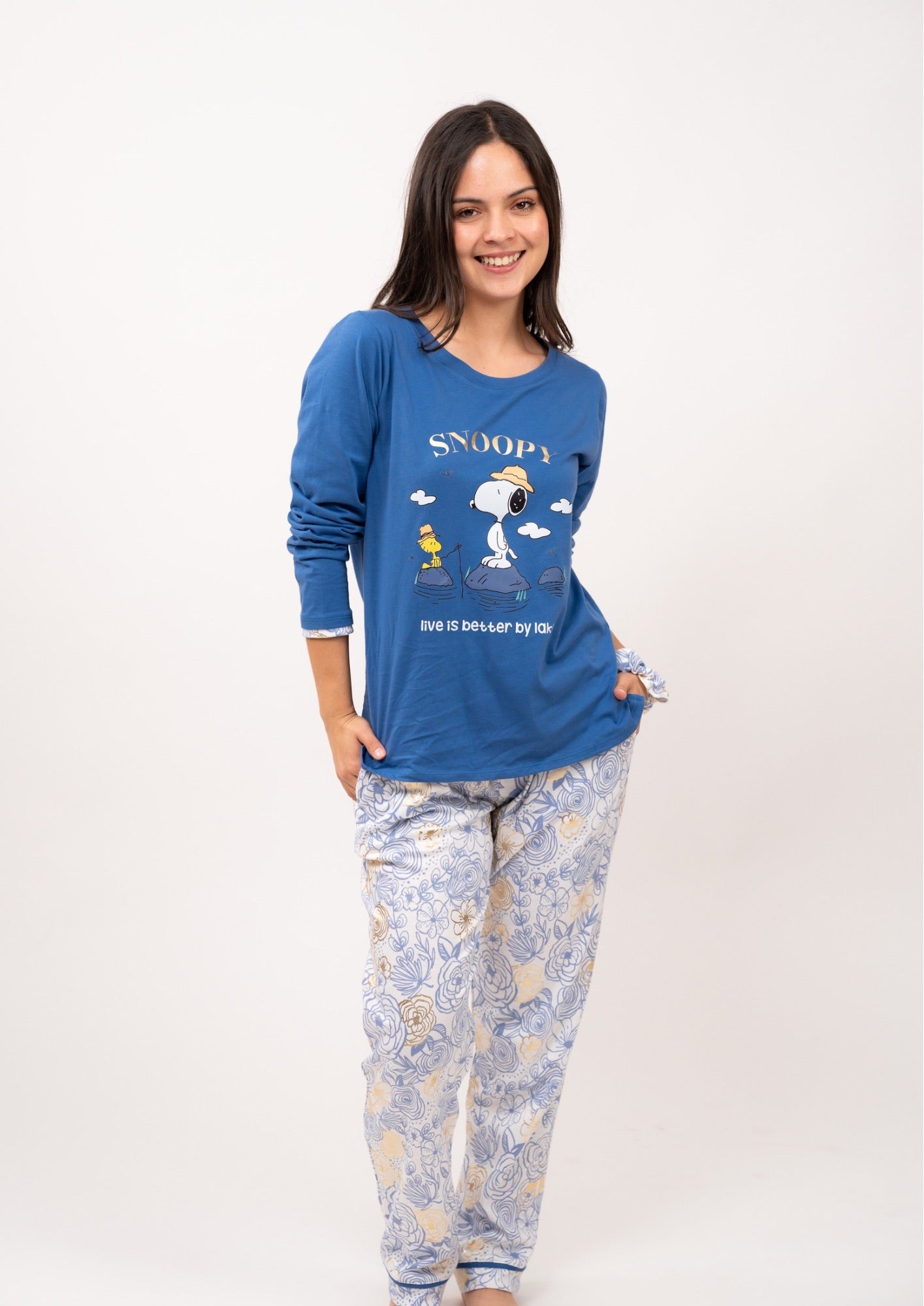 Pijama Fishing Snoopy Blusa manga larga  de pantalón