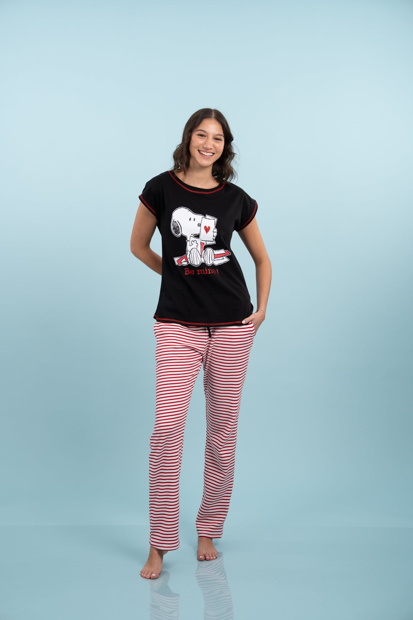 Pijama Clasica Be mine Snoopy Manga corta y pantalon