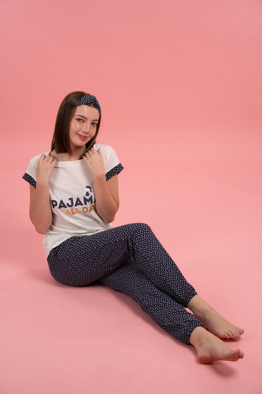 Pijama All pijamas 2 piezas , blusa  manga corta  y pantalón con bolsas 