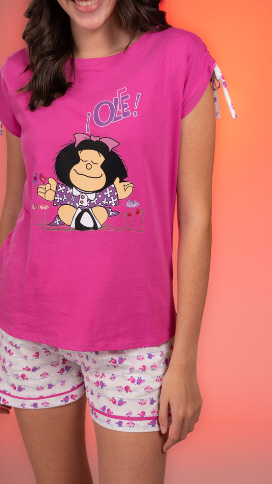 2.3- Pijama Clásica mafalda Rosa short