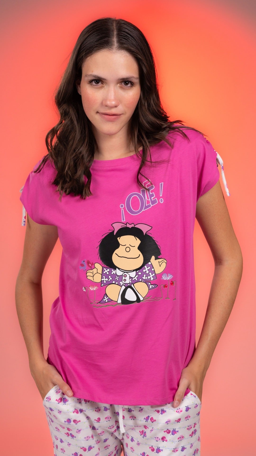 2.3- Pijama Clásica Mafalda Rosa pantalón