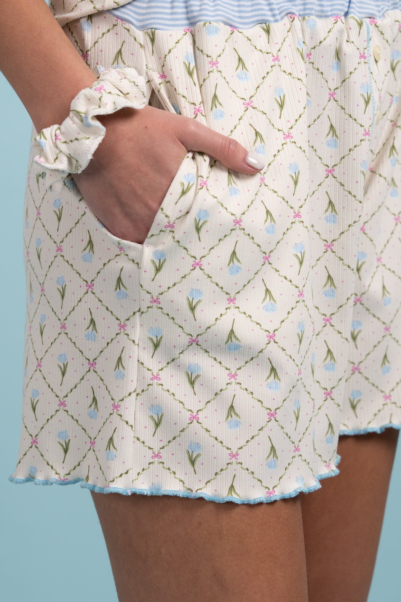 Pijama Clasica Floral Bow Manga corta y Short