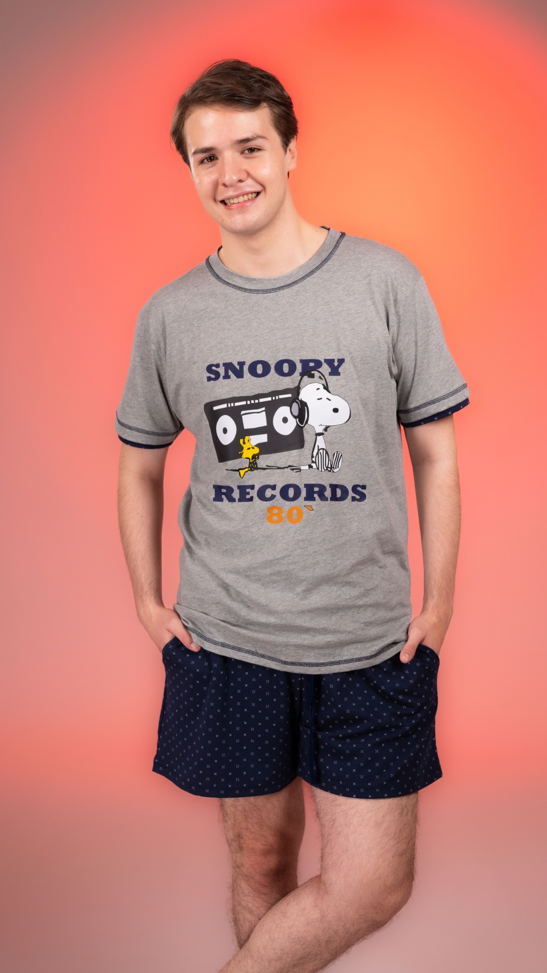 Pijama Record 2 piezas , camisa  manga corta  , y short con bolsas